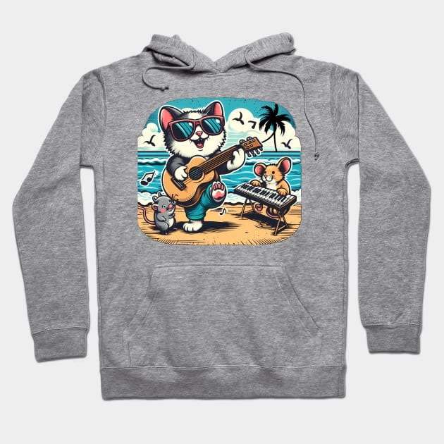 Cat and Band Hoodie by Andi's Design Stube